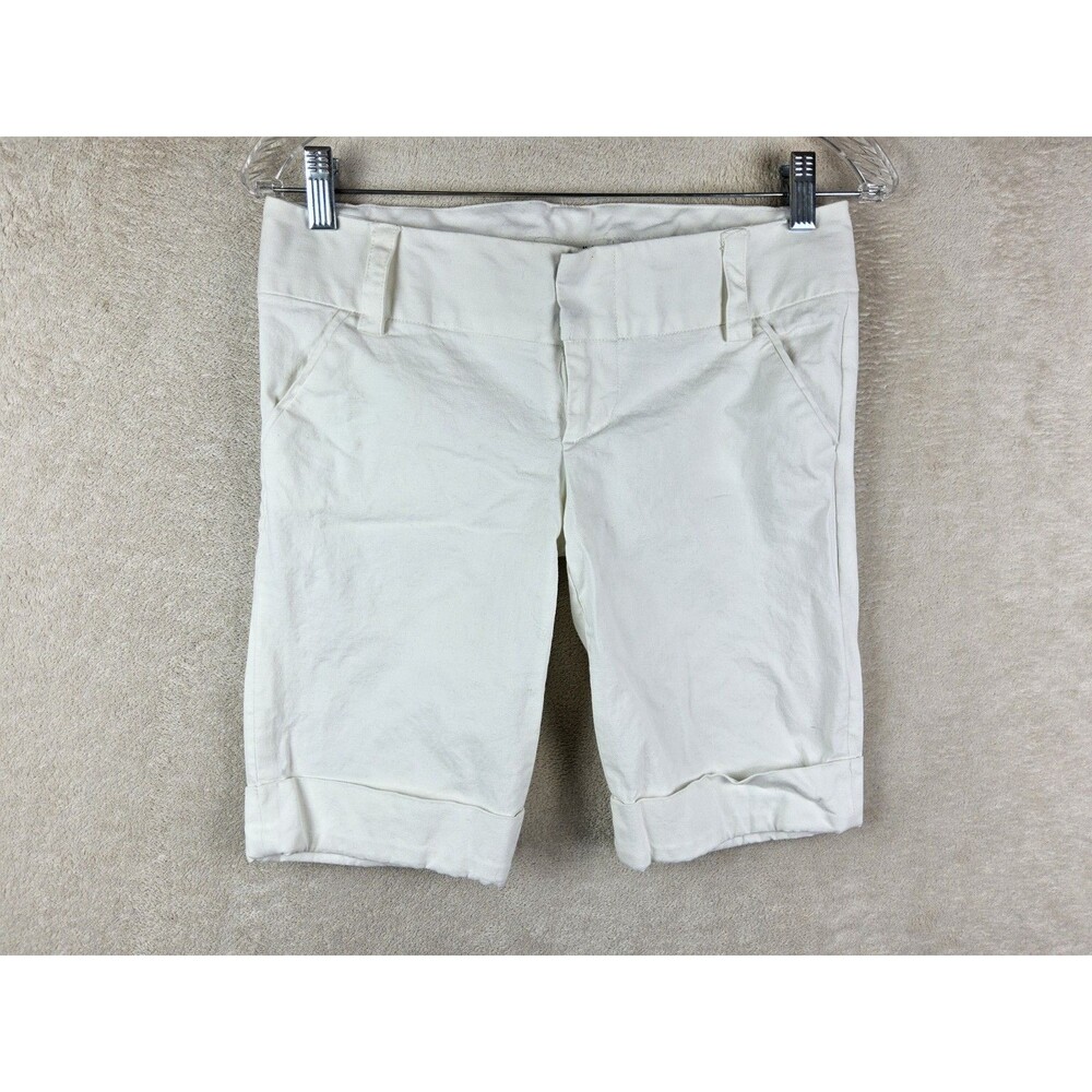 Alice & Olivia Women's Bermuda Cotton Blend White Shorts Size 2